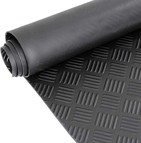 ANRO Gummimatte Riffelmatte Meterware 3mm Riffelblech Gummiläufer Riffelblechmatte als Werkstattboden, Bodenbelag, Werkbank Auflage, Gummi Matte für Anhänger, Garage Schwarz 160 x 100cm