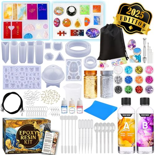 Zoncolor Resin Kits for Beginners, Resin Jewelry Making Kit with Molds Making Supplies - Silicone Casting Tools Set Clear Epoxy Resin for DIY Brithdays Gifts for Adults & Teen