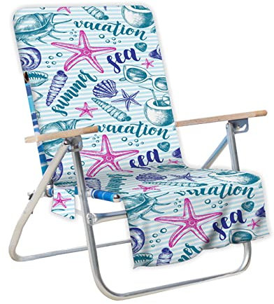 FANSU Schonbezug für Gartenliege, 3D Ozean Strandliegenauflage mit Taschen Weich Strandtuch Badetuch Mikrofaser Pool Handtuch für Strand, Reisen, Schwimmen, Outdoor (Gestreifter Ozean,73x150cm)