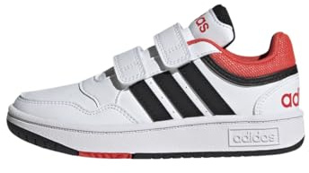 adidas Unisex - Bambini Hoops Lifestyle Basketball Hook-and-Loop Shoes, Cloud White / Core Black / Bright Red, 30 EU