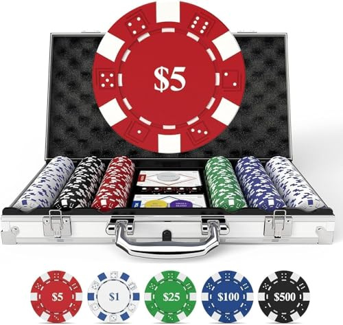 HEITOK Poker Chips Set 500pcs, Casino Chips Set with Numbers Aluminum Travel Case, Waterproof of 11.5g Poker Set for Texas Holdem Blackjack Gambling
