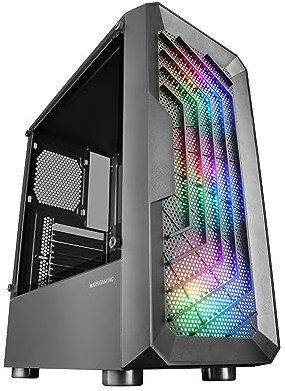 Mars Gaming MC-Tor Schwarz, ATX Gaming Semitower Gehäuse, Full Side Window, Front Mesh Design, 3X FRGB 120mm Frontlüfter, Dual Chamber Design
