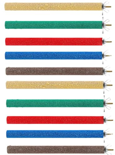 10 Pcs Parrot Perch Stand Bird Perch Stand Toy Colorful Paw Grinding Stick Cage Wooden Parakeet Perch Accessories for Cockatiels