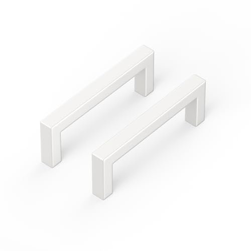 LONTAN 10 Stück Schrankgriffe Weiß Möbelgriffe 96mm lochabstand Griffe für Küchenschränke Küchengriffe Türgriffe Küchenschrank Edelstahl