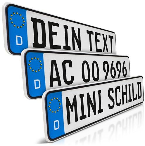 schildEVO 1 Mini Kfz-Kennzeichen | Wunschtext Namensschild zum Geburtstag | Aluminium | Individuelles Fun-Kennzeichen für Kinderauto | Kettcar | Tretauto | Kinderfahrrad
