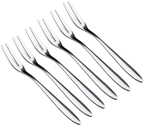 Stainless Steel Forks Set, Forks for Oyster and Shellfish, Appetizers Tasting Forks, Cocktail Salad Dessert Fruit Forks for Birthday Wedding Party Travel (6 Pcs)