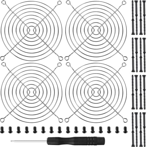 DAOKAI 120 mm Griglie/Protezione 120 mm x 120 mm Griglia in Metallo per Ventole, Base del Coperchio della Ventola Protezione della Ventola di Raffreddamento con Viti (4 Pezzi)