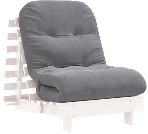 vidaXL Futonbäddsoffa med madrass vit 70x206x11 cm massiv furu, japansk futon säng, sovrum futon soffa, futon säng med madrass, futon bäddsoffa