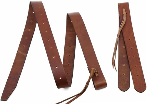 Jeereal Heavy Oil Harness Leather Latigo(1.75 x 68.5),Off Billet Cinch Straps Set for Western Horse Saddle (Brown)