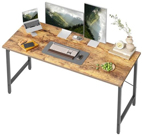 BEXEVUE Desk, 120 x 48 cm Small Computer Desk, Office Table for Study Room, Industrial Design, Metal Frame, Wooden PC Desk for Home Office, Rustic Brown