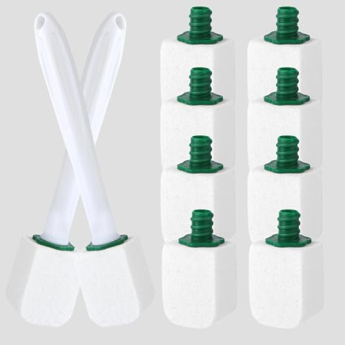 Pietra Pomice Per WC,Ricarica da 10 Cleaning Block,Con Manico Riutilizzabile,Pulizia Efficace,per Toilette,Cucine,Lavelli e Lavabi(Bianco)