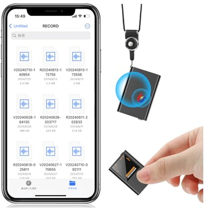 64GB Registratore Vocale, 192Kbps Mini Registratore Professionale ad Attivazione Vocale con Riduzione del Rumore, 30 Ore di Registrazione Continua per Conferenze/Riunioni/Interviste（Versione OTG）