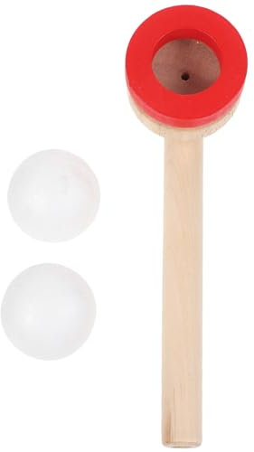 Toyvian Juguete De Madera para Niños y Padres, Bola Flotante Roja, Tamaño Pequeño, Interactivo, Educativo, Juego De Pelota Soplante para Desarrollo Motor y Diversión Familiar
