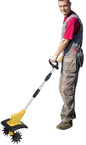 tinysiry 21V Cordless Garden Tiller, Electric Cultivator with 2×3000mAh Batteries, 310RPM Lightweight Rototiller, 9In Tilling Width, 6.6In Depth, Battery Powered Soil Aerator UK