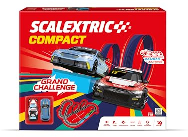 SCALEXTRIC - Circuit Compact - Piste de Course complète - 2 Voitures et 2 télécommandes incluses - Échelle 1:43 (Set Grand Challenge)