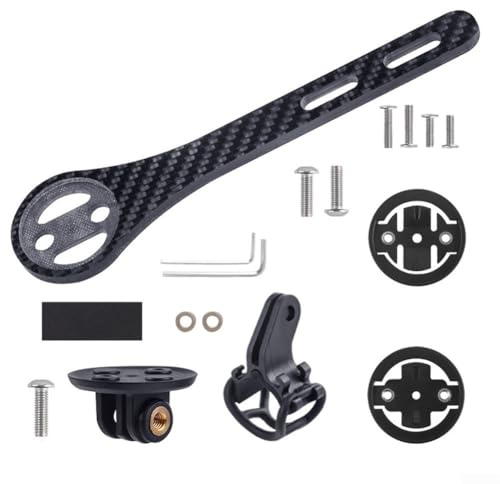 Yuanpgky Soporte integrado para manillar de bicicleta iGPSPORT y GPS, fibra de carbono para soporte de computadora de bicicleta con soporte de extensión multifunción