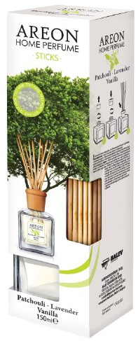 Areon Reed - Diffusore di patchouli, lavanda e vaniglia, 150 ml, 1 confezione/profumo per la casa o l'ufficio, aroma lungo, set di bastoncini per diffusore
