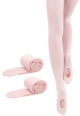 PAPPNTI Girls' Ultra Soft Pro Dance Tights Ballet Transition Daily Student Tights (Toddler/Little Kid/Big Kid) (Pink 2 Pairs, M(5-7) years)