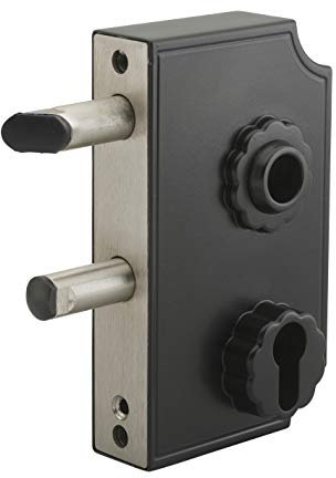 THIRARD - Boîtier De Serrure à Visser Double Entrée à Fouillot - Pour Portail - Réversible - Axe 58 mm - 95 x 140 mm - Noir Rustique - Serrure Acier Inoxydable - Boîtier Aluminium