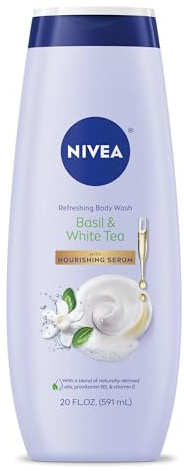 NIVEA Refreshing Basil and White Tea Body Wash - with Nourishing Serum - 20 fl. oz. Bottle