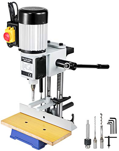 VEVOR Máquina Embutidora para Trabajar la Madera 550 W, 2,800 RPM, con Juegos de Brocas de Cincel, Máquina Embutidora de Banco, Máquina de Mortaja Cincel Hueco Mortaja para Agujeros Redondos 13mm