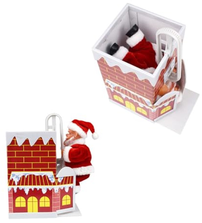 TOYANDONA Christmas Santa Claus Doll, Electric Climbing Chimney Santa Claus for Christmas Party Home Decor Xmas