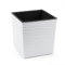 Gordanluk Low Flowerpot Square Textured Flowerpot with internal liner indoor plant pot large plant pots outdoor plant stand (White, 30 x 30 x 31cm)