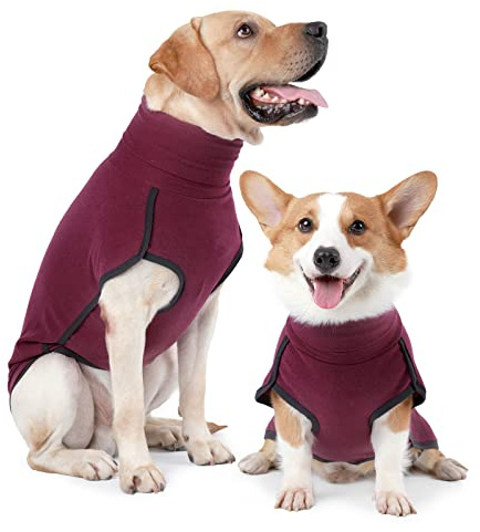 HEYWEAN Dog Sweatshirt Stretch Fleece Vest Warm Dog Sweater Pullover for Small and Medium Dogs Pet Winter Clothes for Indoor and Outdoor Wear