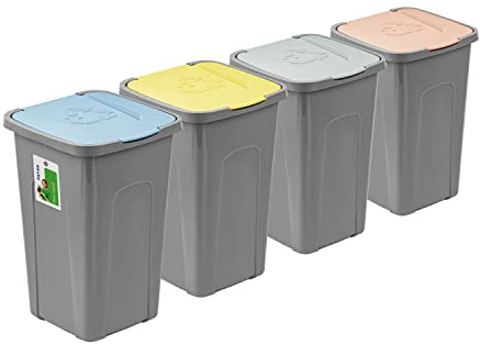 PAFEN stor soptunna 50l med lock - set med 4 sopkärl 550 x 365 x 370mm - soptunna för separering av soptunna sopsamlare sopsamlare