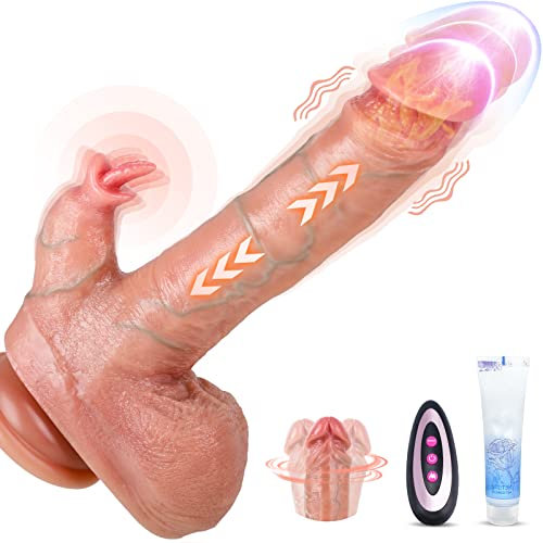4 in 1 Realistic Dildo mit Saugnapf, Vibration für Frauen mit Schub&Vibration&Rotation&Heizung, Sex Spielzeug für Paare Anal Dildo Vibrator, für die Männer Diloschwanz