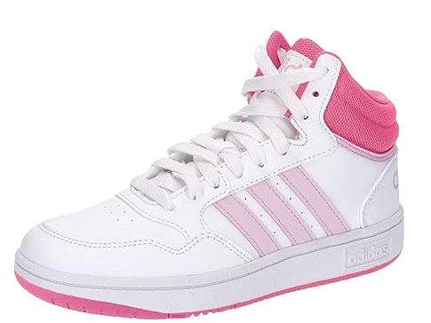 adidas Unisex - Bambini Hoops Mid Shoes, Cloud white/orchid fusion/lucid pink, 31 EU