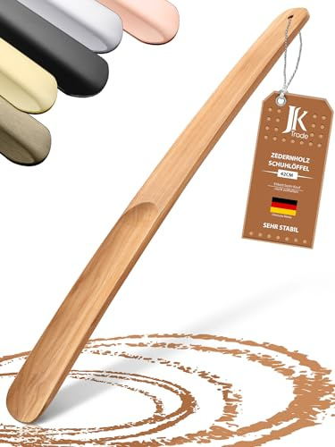 JK Trade® Calzador de madera de cedro estable de 42 cm, largo para zapatos, largo para pie, rápido y fácil, longitud y ancho optimizados, cuerno para zapatos (42 cm)