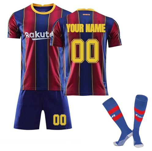 Football Kits for Kids and Adult, Personalised Football Shirt with Name Number, Shirts Shorts and Socks Set, Gifts for Boys Men