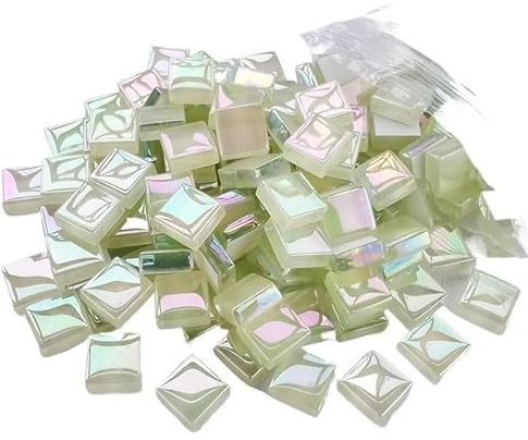 Tesselles Mosaique 100 pièces (100g/3.52oz) carreaux de mosaïque en verre émaillé brillant 4mm/0,16 pouces d'épaisseur 1cm/0,39 pouces, carreaux artisanaux carrés, matériaux de fabrication de mosaïque