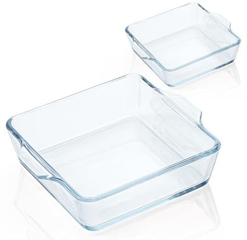 2 teglie da forno in vetro per forno, 12,7 x 12,7 cm, quadrate, piccole teglie in vetro, per forno, teglia quadrata applicabile a forno/microonde/friggitrice ad aria/frigorifero