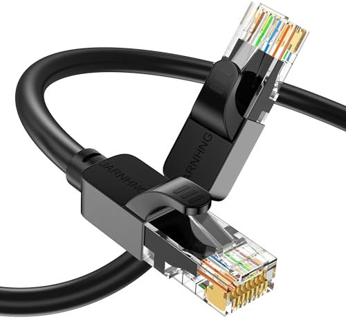 JARNHNG Cat 6 Ethernet Cable - 3m, High Speed 10Gbps, Black RJ45 LAN Patch Cables for Games, Computers, TV, Routers, Modem, Patch Panel