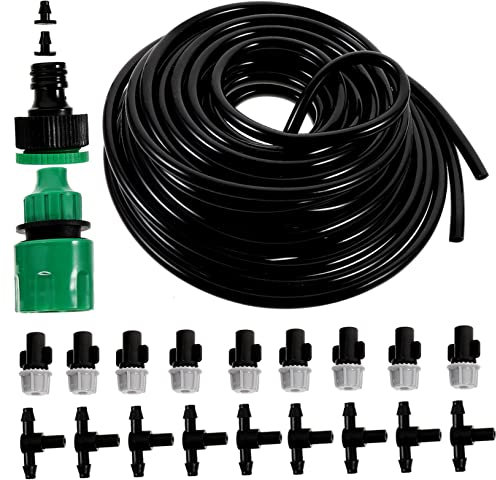 CIYODO Kit Irrigazione Goccia Con Ugelli Regolabili Per Piante e Giardino Impianto Per Vasi Prato Orto e Serra Risparmio Idrico Facile Installazione Senza Scavi