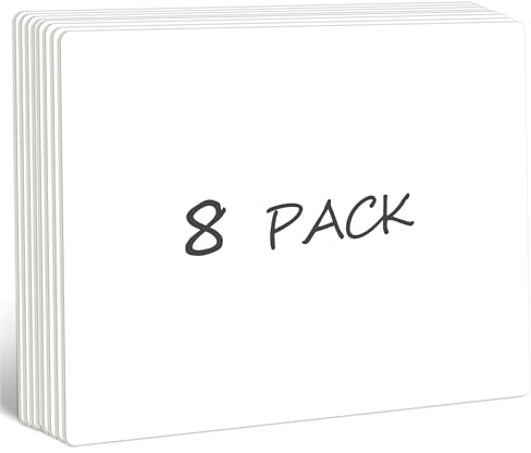 Lot de 8 Petits Tableaux Blancs, Double Face, Effaçable à Sec, Tableau Blanc Écrivable et Réutilisable pour Bureau, Maison, Salle de Classe, Mathématiques, Dessin (22 cm x 30 cm)