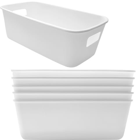 Xpieoyrm 6 Piezas Cestas de Almacenaje Multiuso, Caja Almacenaje con Asas, Cestas Organizadoras Baño Plastico, Cestas de Almacenaje Rectangulares, cajas de almacenamiento apilables para Cocina
