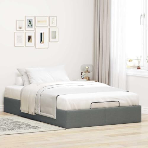 vidaXL Ottoman Bed Frame - Dark Grey Double Fabric with Hydraulic Storage & No Box Spring Required