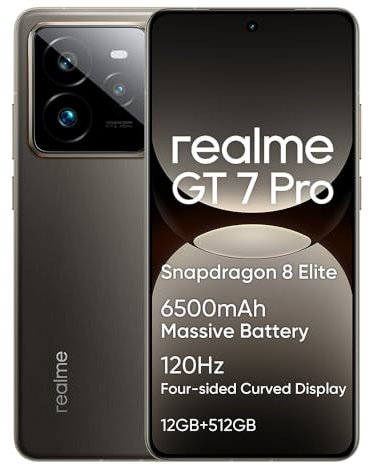 realme GT 7 Pro 5G Handy,Snapdragon 8 Elite,12GB+512GB Smartphone,120Hz RealWorld Eco Display 6,78,50MP AI Ultra-Clear Snap Camera,6500mAh,Dual SIM Android 15,NFC,IP69,Grau