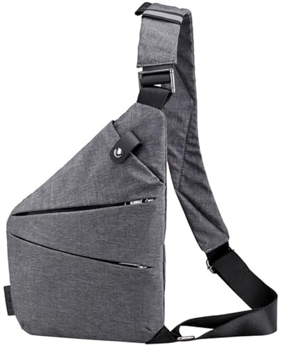 Dinhauyon Waterproof Chest Daypack, Anti Theft Chest Pocket with Adjustable 80-110cm Strap, Men Canvas Crossbody Bag, Casual Sling Shoulder Backpack, for Travel Outdoor Cycling Hiking