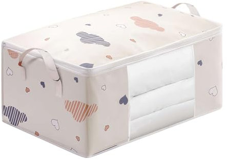 Aufbewahrungstasche für Kleidung mit Griffen, faltbar, große Kapazität, Aufbewahrungsbox mit großem Sichtfenster, multifunktionaler Anti-Staub-Organizer für Schrank, Schlafsaal, Kissen, Bettwäsche,