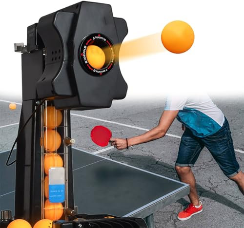 GESAIDES Ping-Pong-Roboter, Tischtennis-Roboter mit Netz, Tischtennis-Training, mit Anpassbarem Spin, Frequenz, Ballgeschwindigkeit, Landung, Höhe