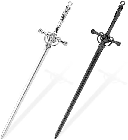 2 Stück Brieföffner Schwert Letter Opener Metall 20x4.5cm Metall Brieföffner Messer Brieföffner Edel Brieföffner Edelstahl Messer zum Öffnen von Umschlägen Büromaterial-Silber und Schwarz