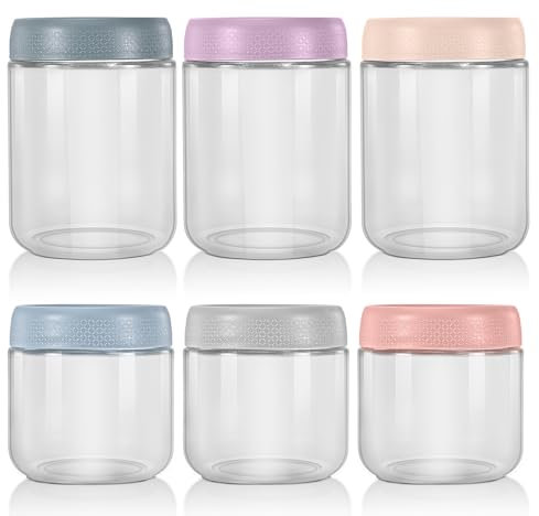 HOMIKLSA Pack de 6 Tarros de Cristal para Overnight Oats(350 ml/500 ml) - Perfectos para Mermelada, Conservas, Encurtidos y Meal Prep - Tarros Reutilizables con Tapa de Rosca para Almacenar Alimentos