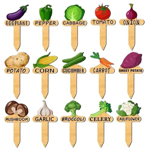 Marcatori per Piante, 15 Marcatori per Piante da Esterno, Riutilizzabili per Serra e Semenzai con Supporto per Ortaggi in Letti Rialzati