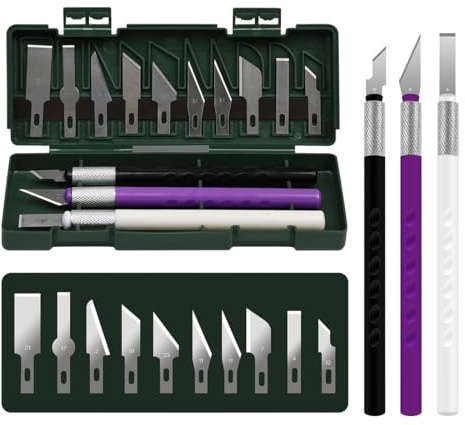 JYNXOR Cortador Manualidades Precision, Juego de Cuchillos para Manualidades de Aluminio,Set de Tallado de Precisión con 3 Piezas y 10 Cuchillas de Acero Inoxidable de Repuesto