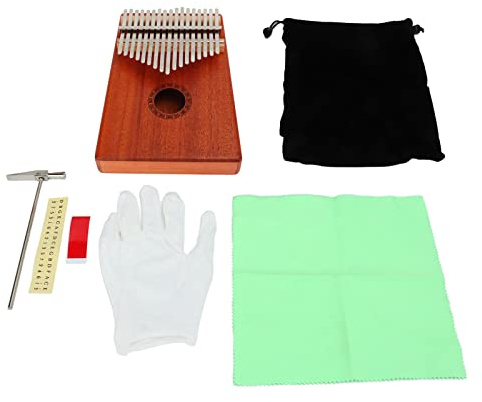 Juego de piano de pulgar de 17 tonos, mini Kalimba de 17 teclas con martillo de afinación, instrumento musical de dedo portátil para principiantes, Kalimba de madera de caoba con