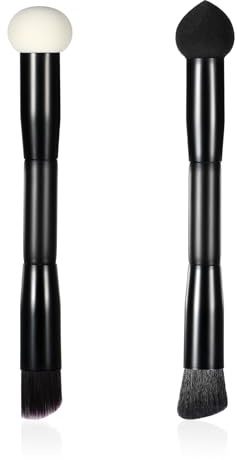 Qianyu 2 Pcs Hairline Concealer Brush Dual-Ended Hairline Powder Brush Hair Contour Brushes with Sponge Tip Travel Makeup Brushes for Seamless Blending Hair Concealer Contour Root Touch Up